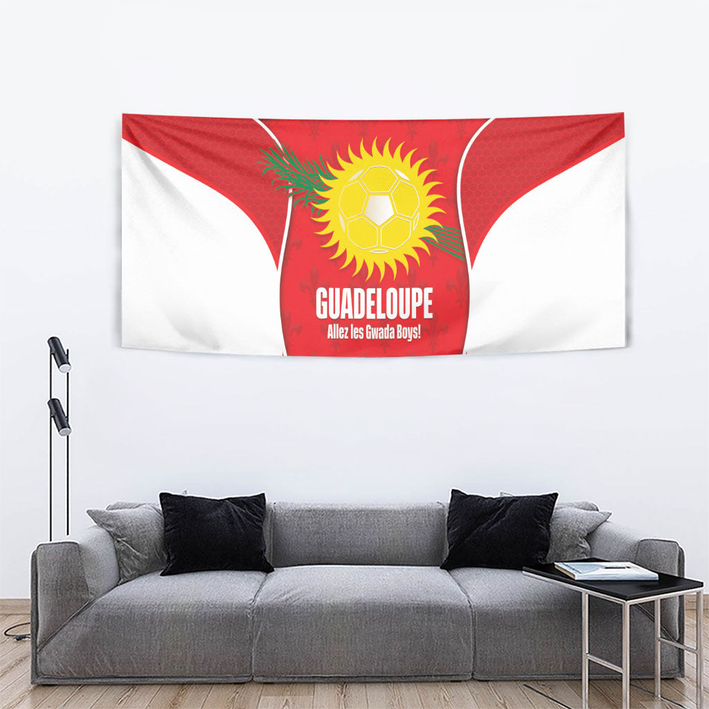 Guadeloupe Football Tapestry Allez Les Gwada Boys Red Color