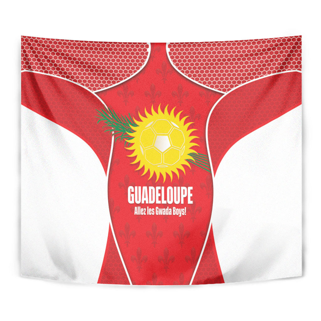 Guadeloupe Football Tapestry Allez Les Gwada Boys Red Color