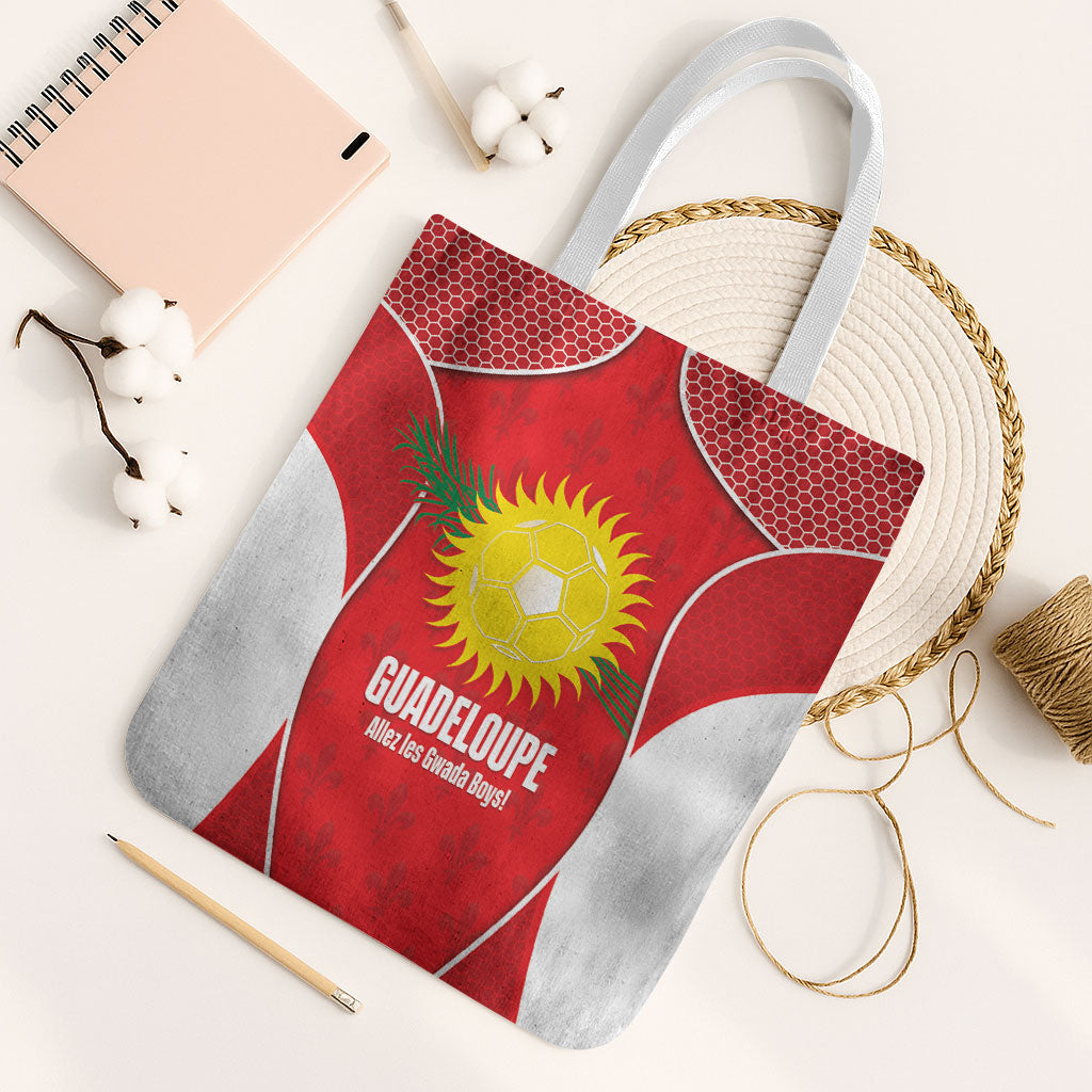 Guadeloupe Football Tote Bag Allez Les Gwada Boys Red Color