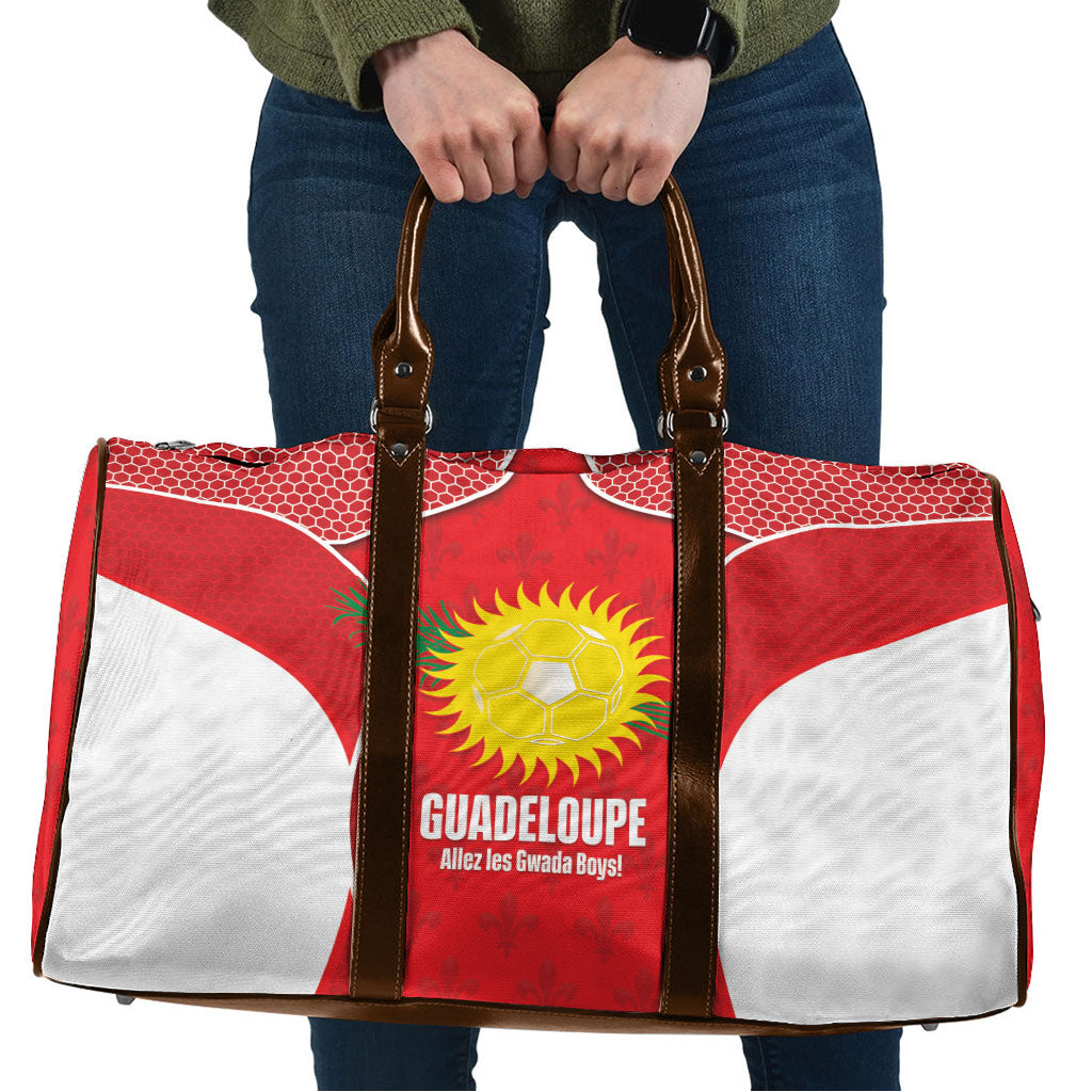 Guadeloupe Football Travel Bag Allez Les Gwada Boys Red Color