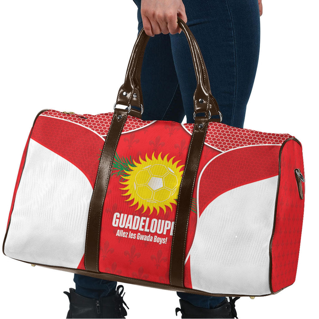 Guadeloupe Football Travel Bag Allez Les Gwada Boys Red Color