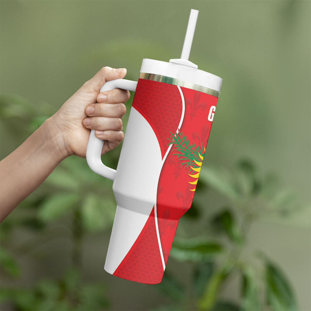 Guadeloupe Football Tumbler With Handle Allez Les Gwada Boys Red Color