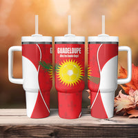 Guadeloupe Football Tumbler With Handle Allez Les Gwada Boys Red Color