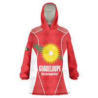 Guadeloupe Football Custom Wearable Blanket Hoodie Allez Les Gwada Boys Red Color
