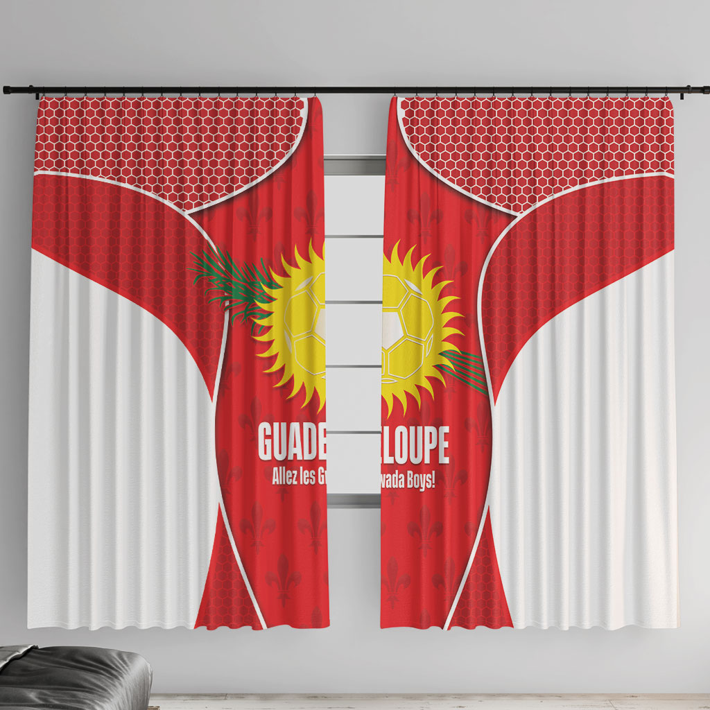 Guadeloupe Football Window Curtain Allez Les Gwada Boys Red Color