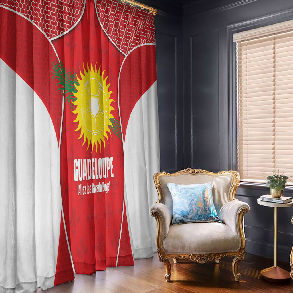 Guadeloupe Football Window Curtain Allez Les Gwada Boys Red Color