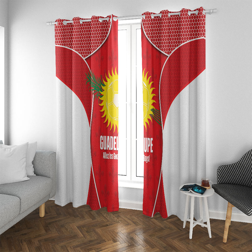Guadeloupe Football Window Curtain Allez Les Gwada Boys Red Color