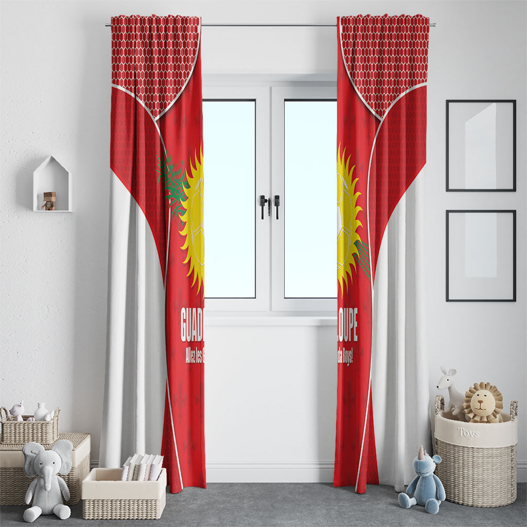 Guadeloupe Football Window Curtain Allez Les Gwada Boys Red Color