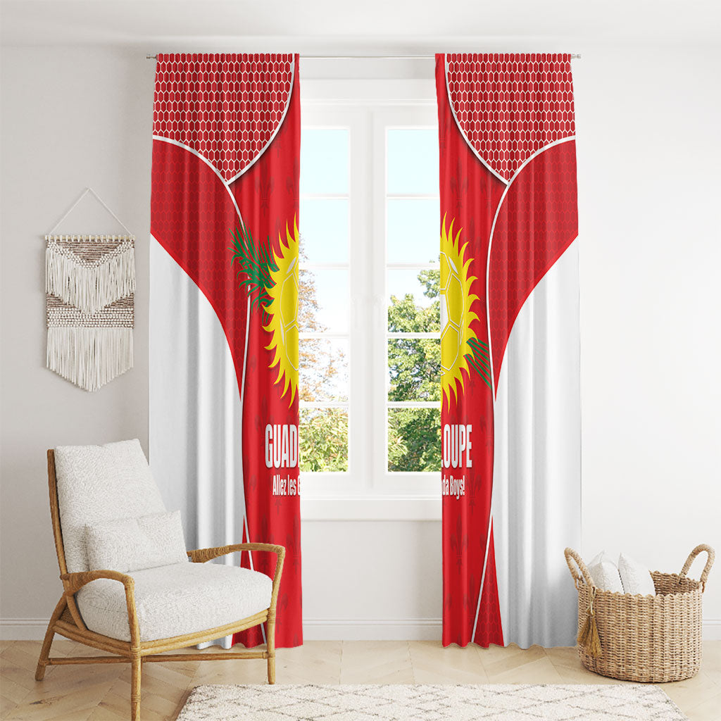 Guadeloupe Football Window Curtain Allez Les Gwada Boys Red Color