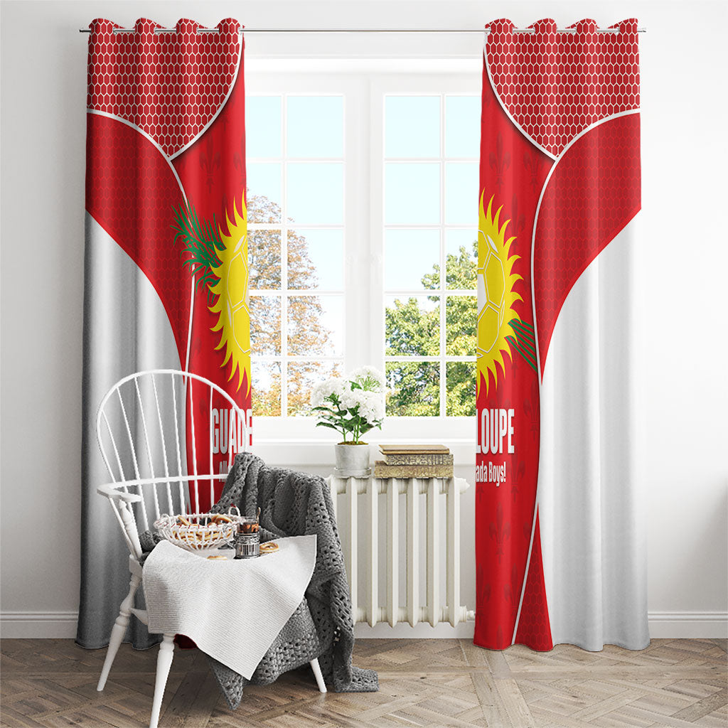 Guadeloupe Football Window Curtain Allez Les Gwada Boys Red Color