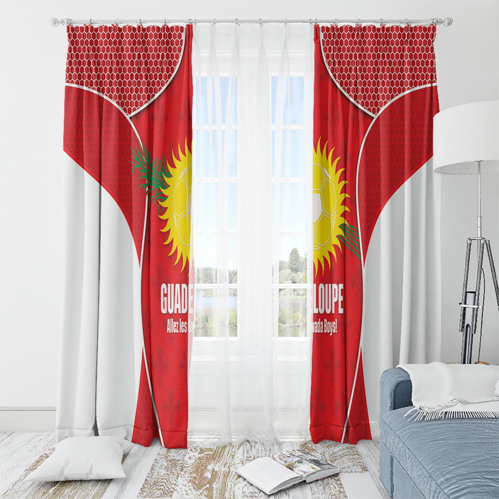 Guadeloupe Football Window Curtain Allez Les Gwada Boys Red Color