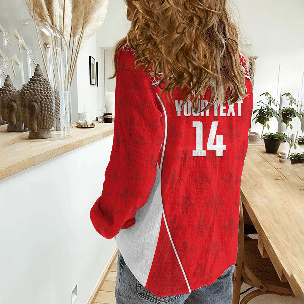 Guadeloupe Football Custom Women Casual Shirt Allez Les Gwada Boys Red Color