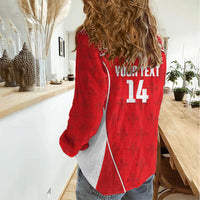 Guadeloupe Football Custom Women Casual Shirt Allez Les Gwada Boys Red Color