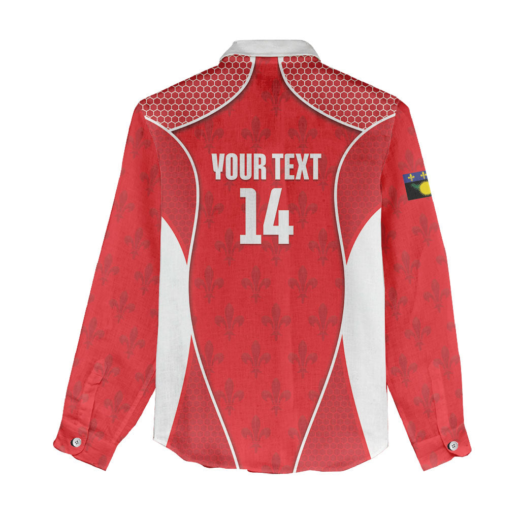 Guadeloupe Football Custom Women Casual Shirt Allez Les Gwada Boys Red Color