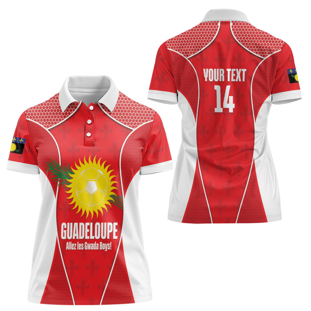 Guadeloupe Football Custom Women Polo Shirt Allez Les Gwada Boys Red Color