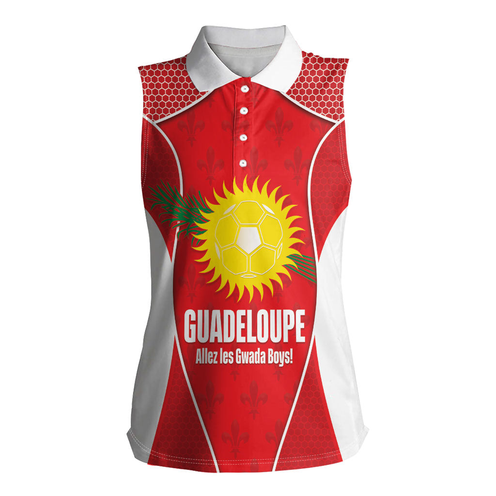Guadeloupe Football Custom Women Sleeveless Polo Shirt Allez Les Gwada Boys Red Color