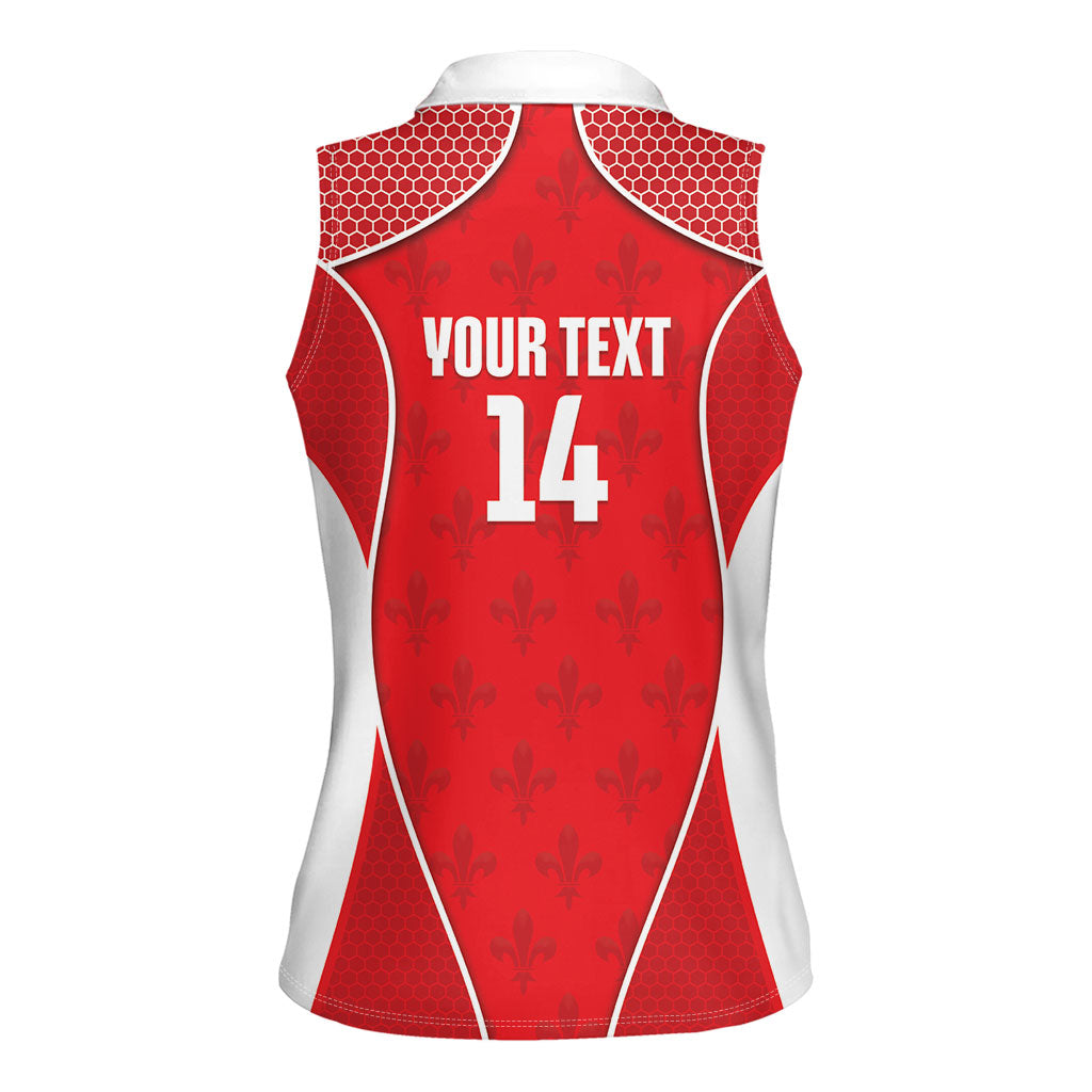 Guadeloupe Football Custom Women Sleeveless Polo Shirt Allez Les Gwada Boys Red Color