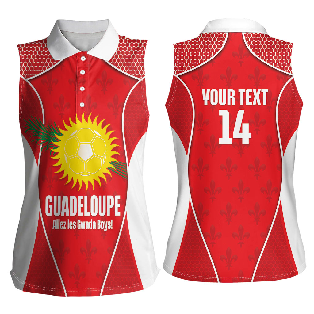 Guadeloupe Football Custom Women Sleeveless Polo Shirt Allez Les Gwada Boys Red Color