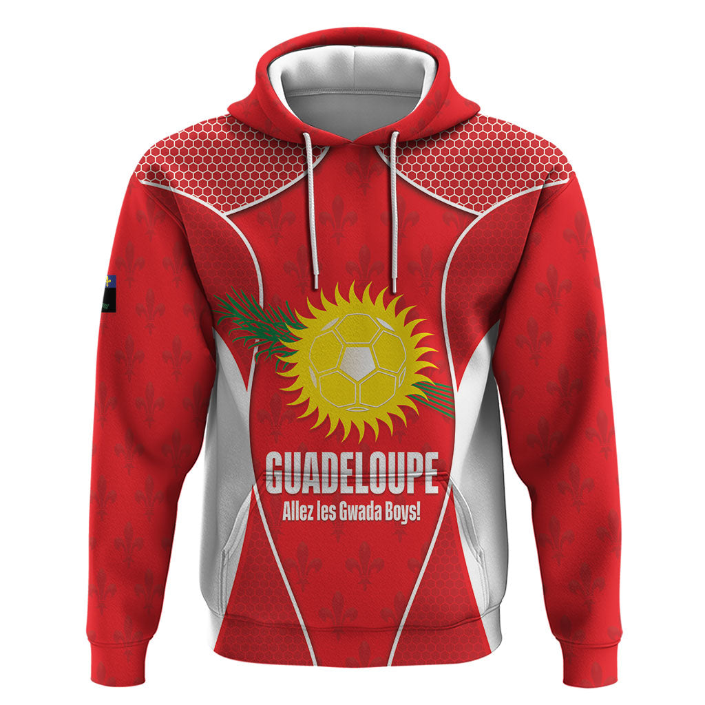 Guadeloupe Football Custom Zip Hoodie Allez Les Gwada Boys Red Color