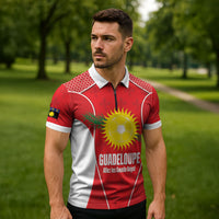 Guadeloupe Football Custom Zipper Polo Shirt Allez Les Gwada Boys Red Color