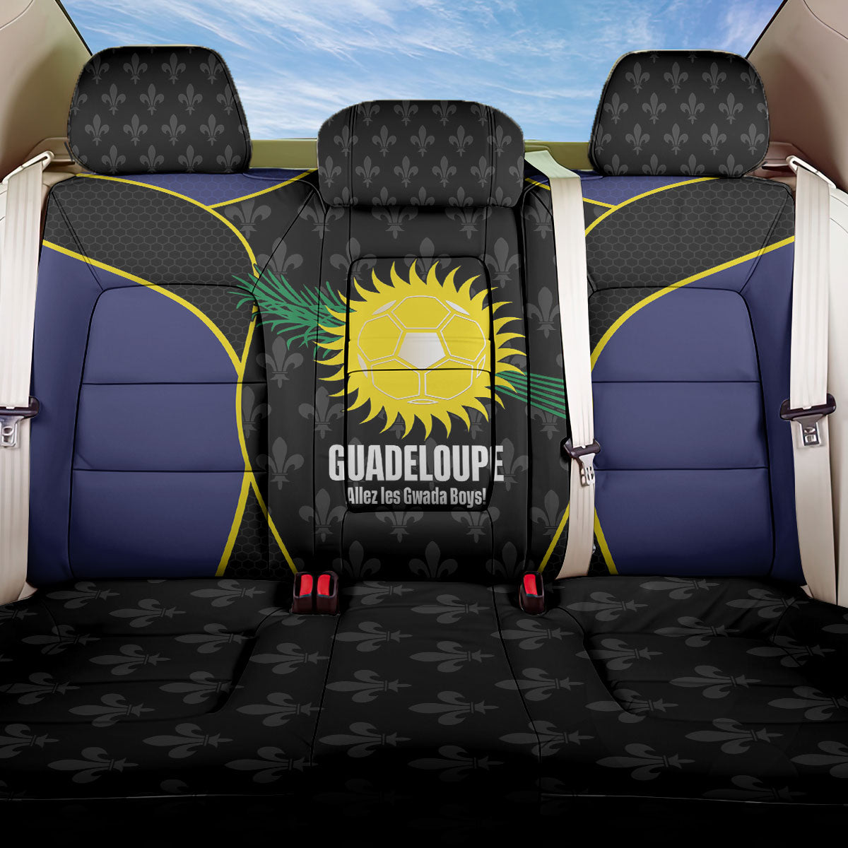 Guadeloupe Football Back Car Seat Cover Allez Les Gwada Boys Flag Color