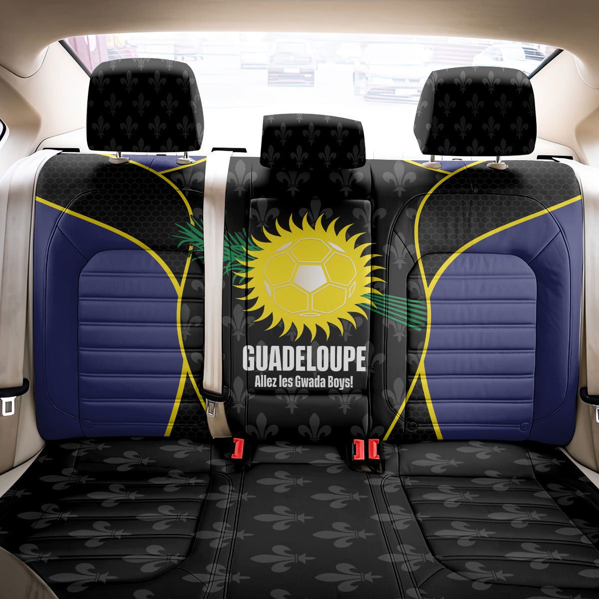 Guadeloupe Football Back Car Seat Cover Allez Les Gwada Boys Flag Color