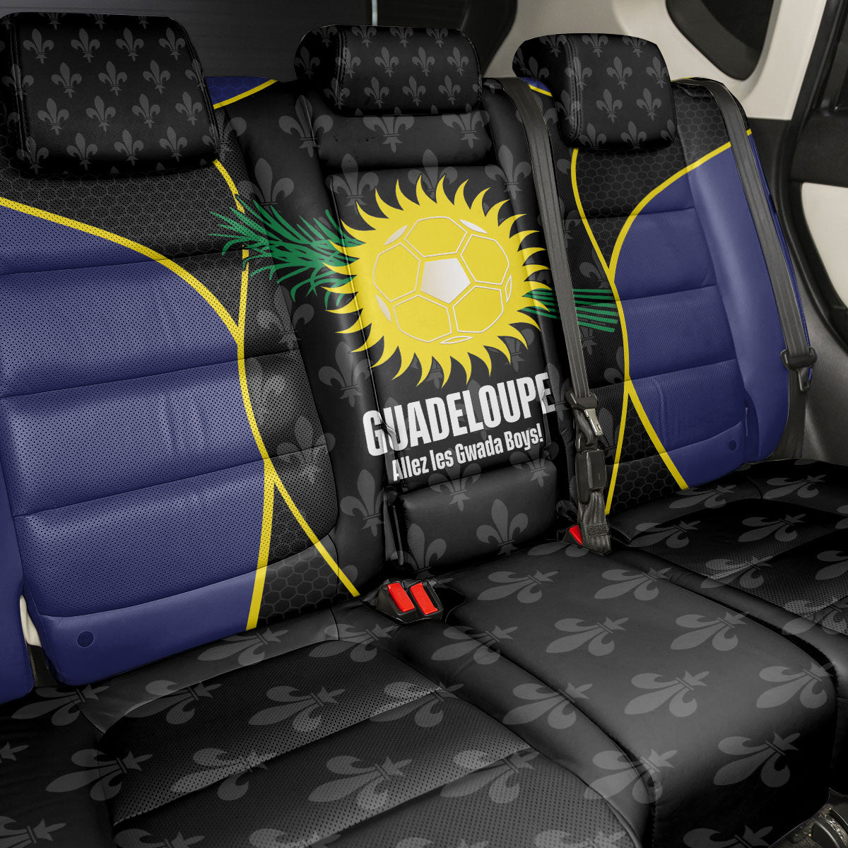 Guadeloupe Football Back Car Seat Cover Allez Les Gwada Boys Flag Color