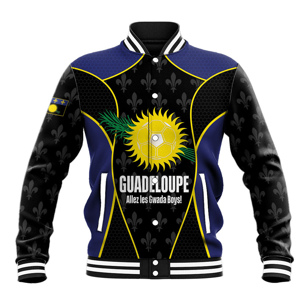 Guadeloupe Football Custom Baseball Jacket Allez Les Gwada Boys Flag Color