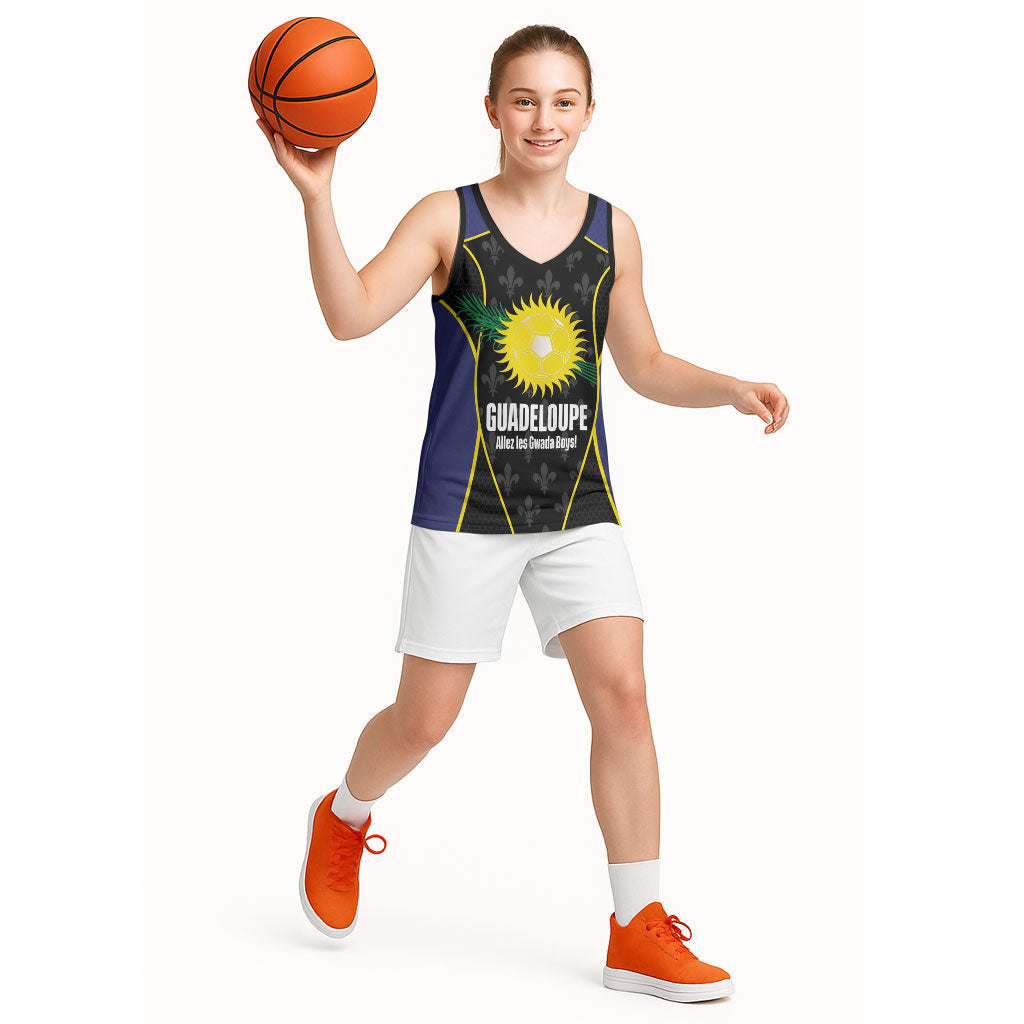 Guadeloupe Football Custom Basketball Jersey Allez Les Gwada Boys Flag Color