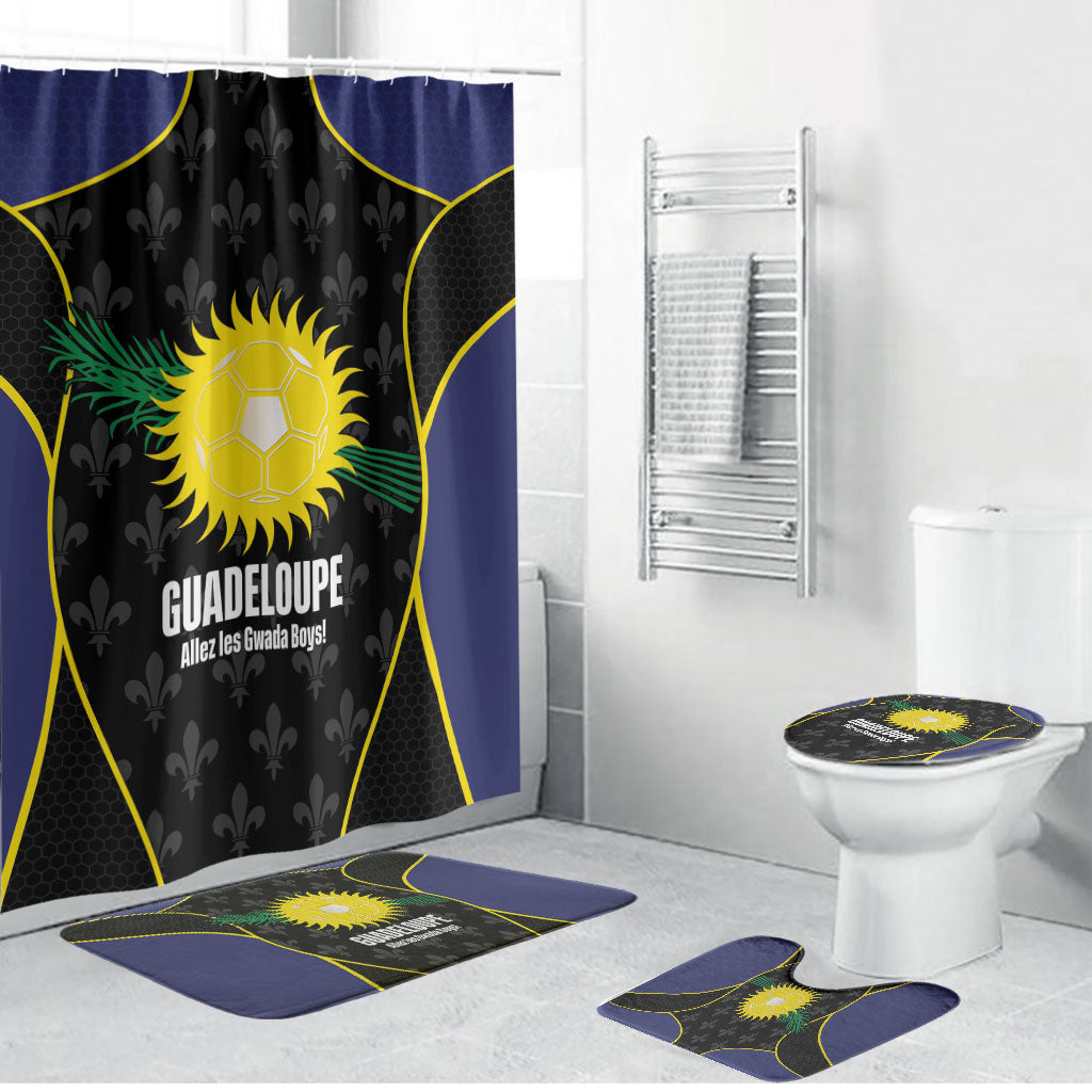 Guadeloupe Football Bathroom Set Allez Les Gwada Boys Flag Color