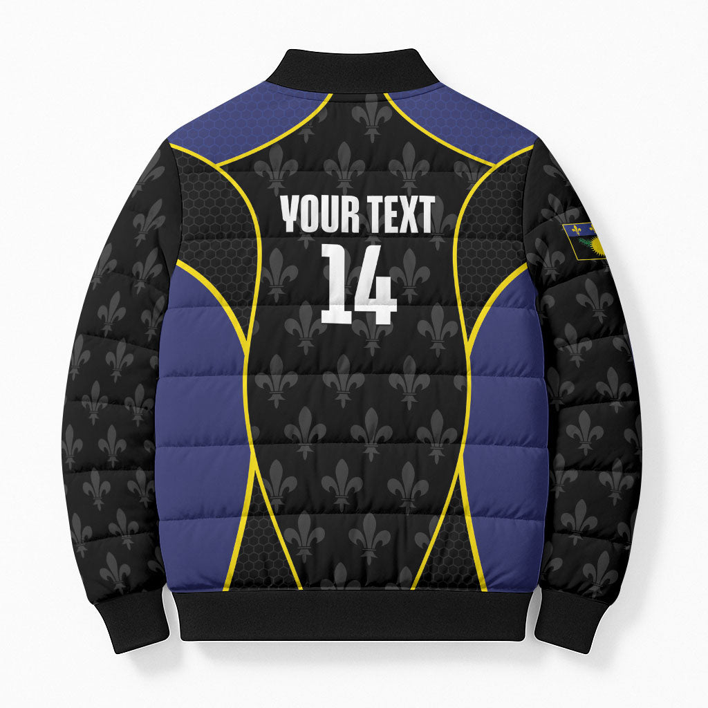 Guadeloupe Football Custom Bomber Puffer Jacket Allez Les Gwada Boys Flag Color