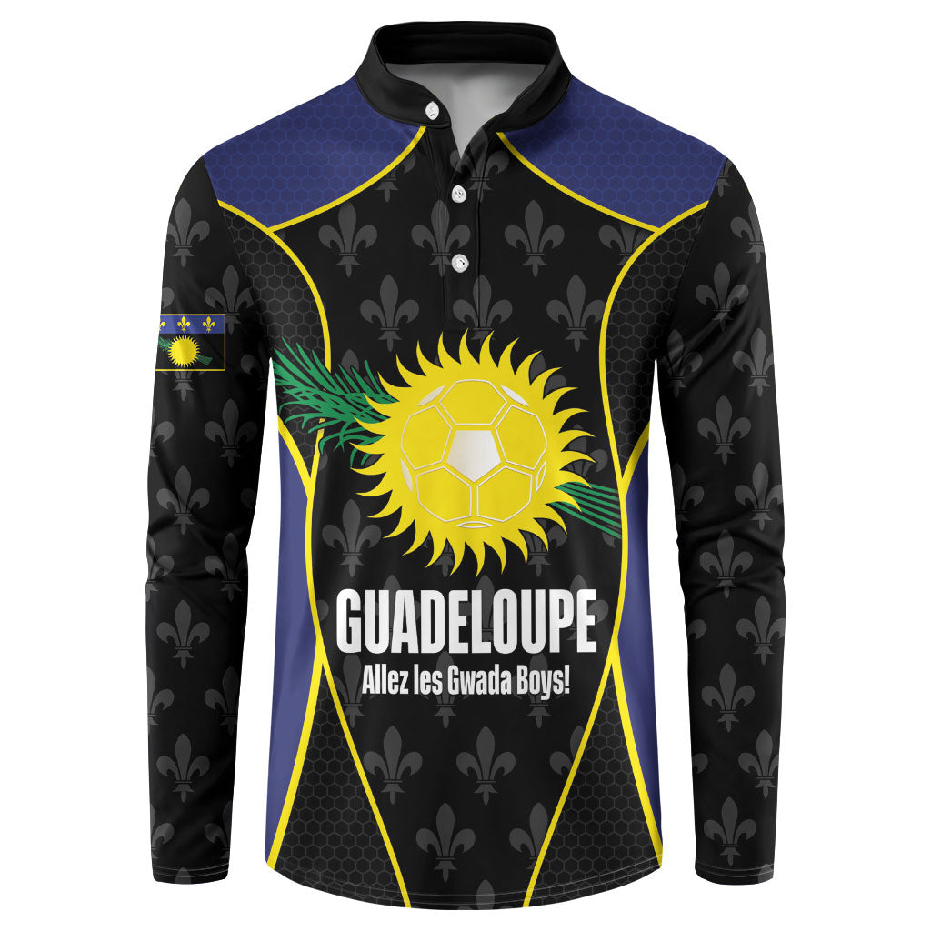 Guadeloupe Football Custom Button Sweatshirt Allez Les Gwada Boys Flag Color