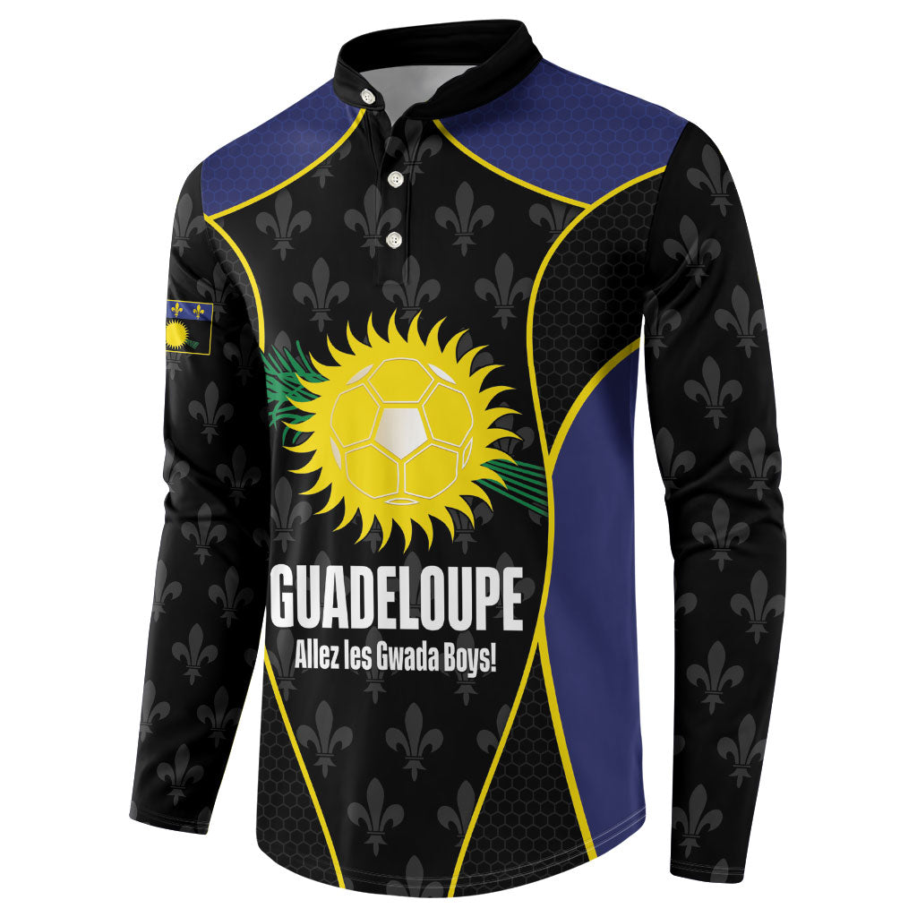 Guadeloupe Football Custom Button Sweatshirt Allez Les Gwada Boys Flag Color