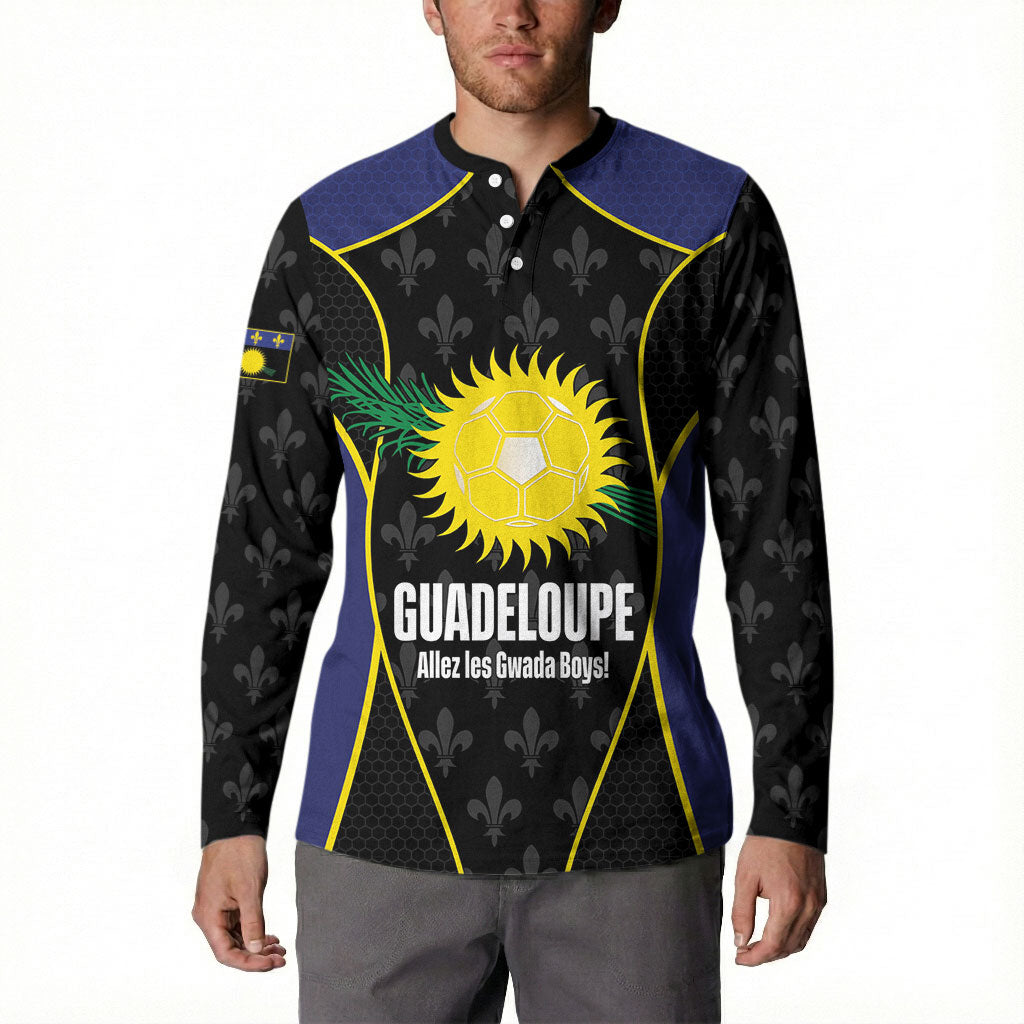 Guadeloupe Football Custom Button Sweatshirt Allez Les Gwada Boys Flag Color