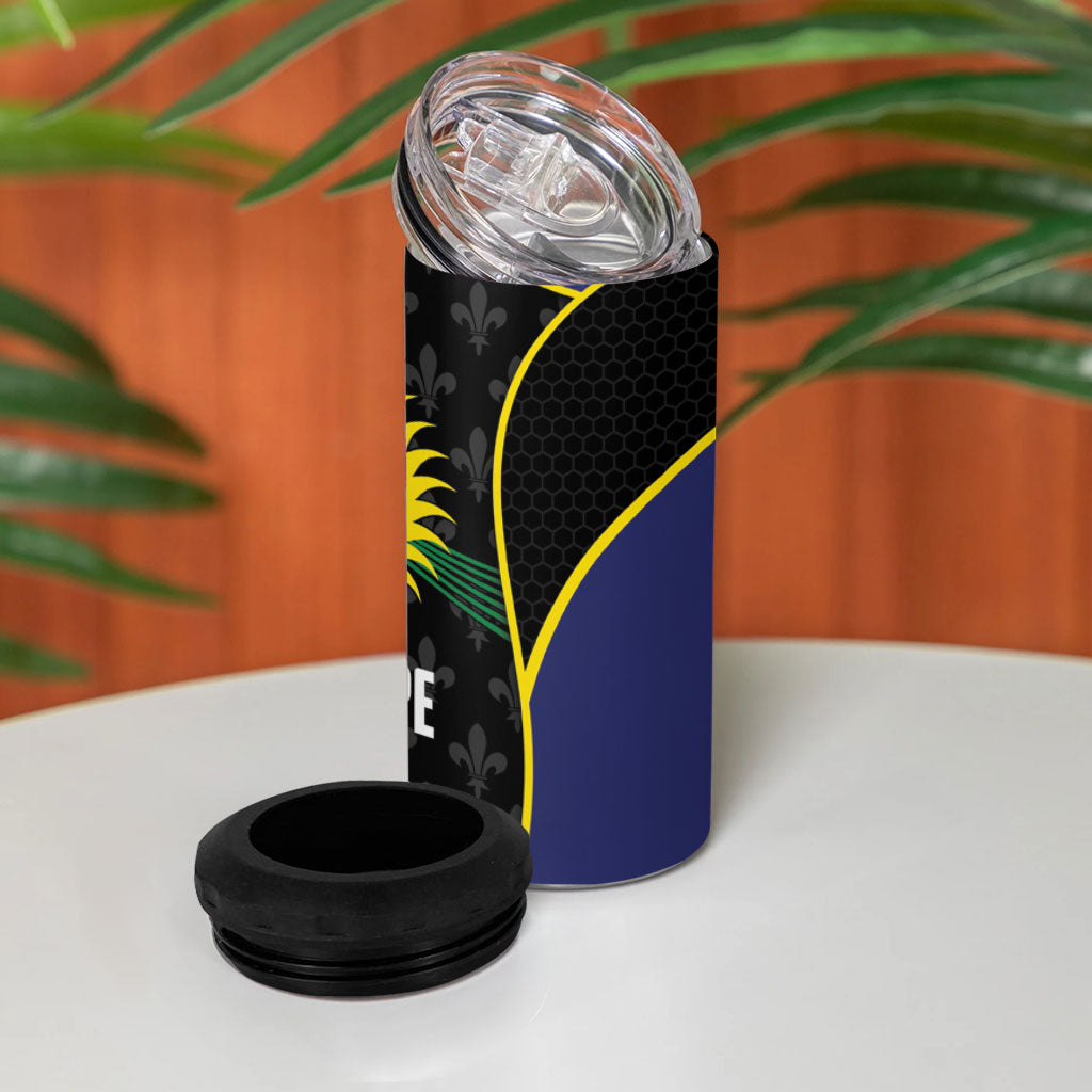 Guadeloupe Football 4 in 1 Can Cooler Tumbler Allez Les Gwada Boys Flag Color