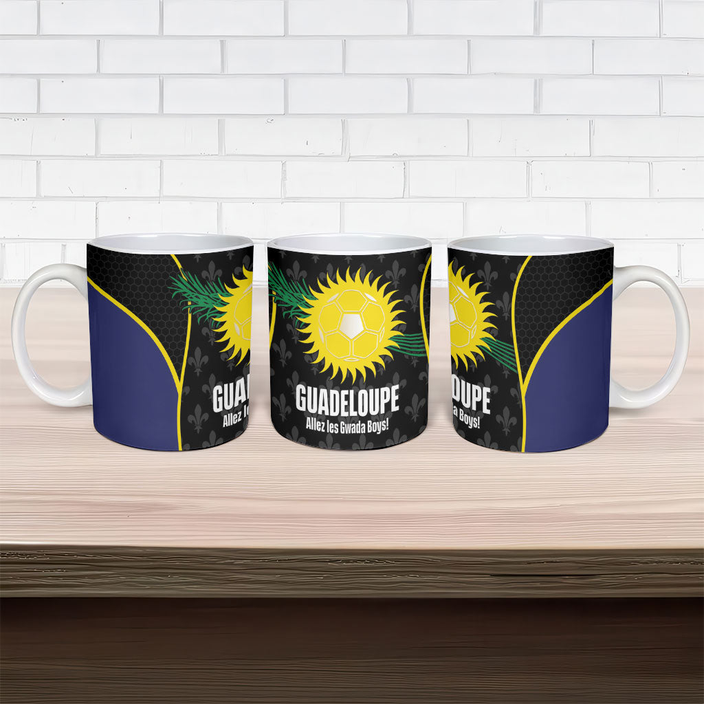 Guadeloupe Football Ceramic Mug Allez Les Gwada Boys Flag Color