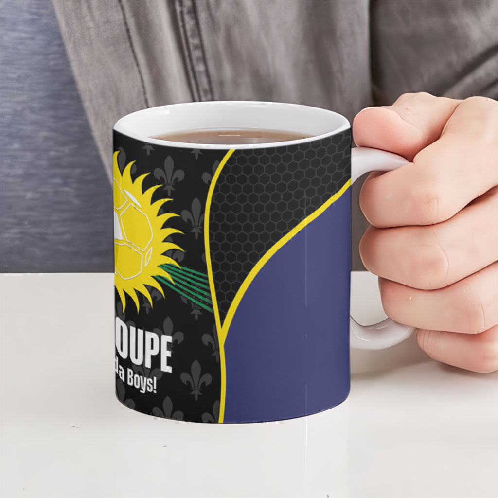 Guadeloupe Football Ceramic Mug Allez Les Gwada Boys Flag Color