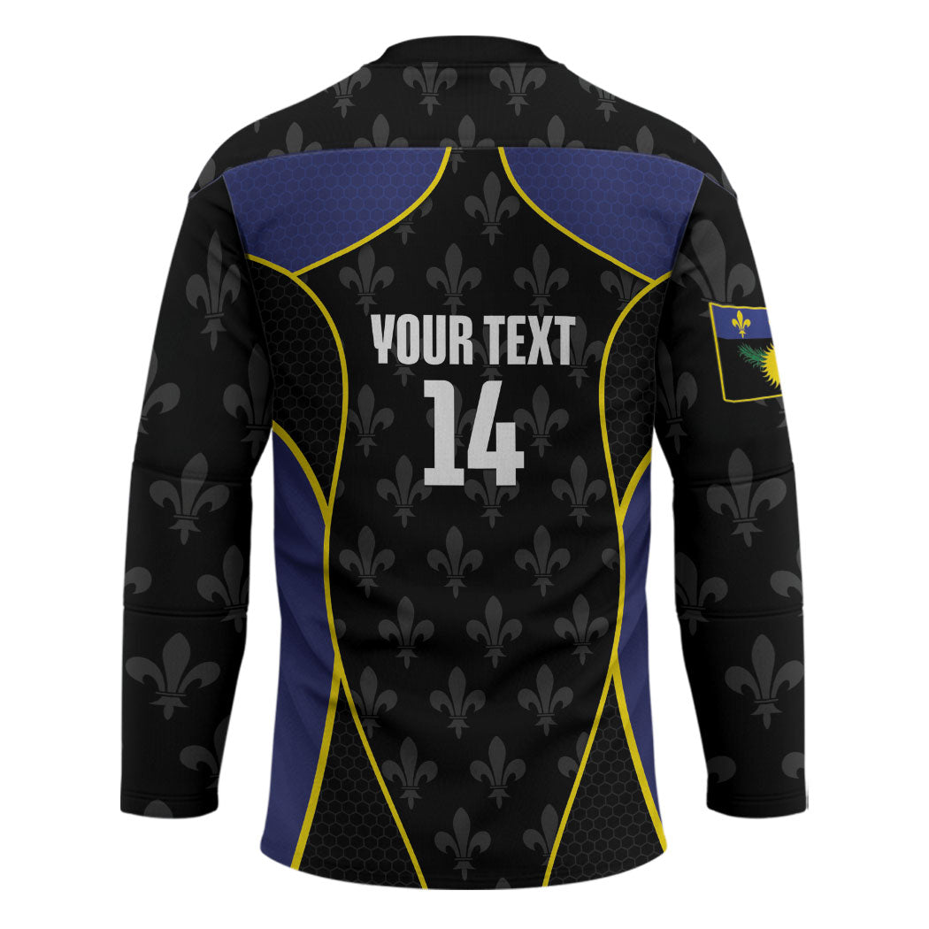 Guadeloupe Football Custom Hockey Jersey Allez Les Gwada Boys Flag Color