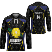 Guadeloupe Football Custom Hockey Jersey Allez Les Gwada Boys Flag Color