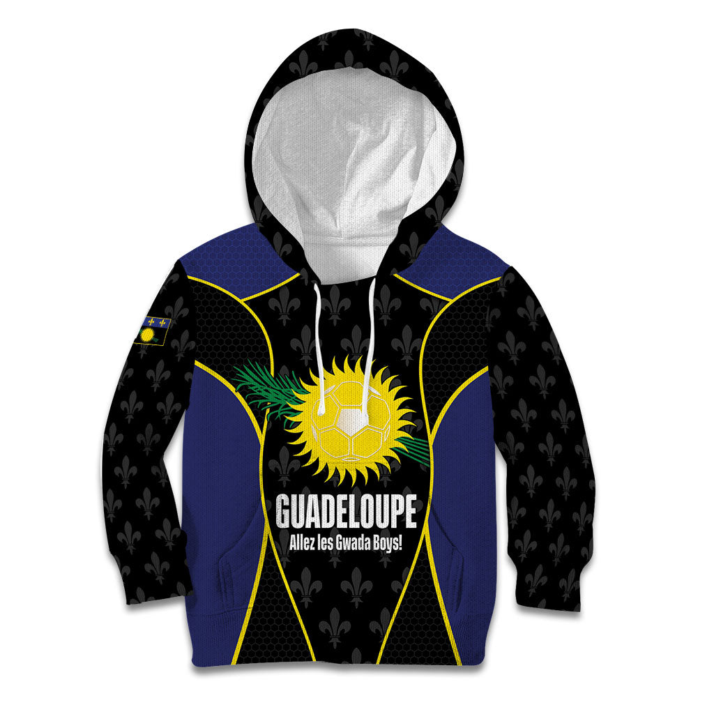 Guadeloupe Football Custom Kid Hoodie Allez Les Gwada Boys Flag Color