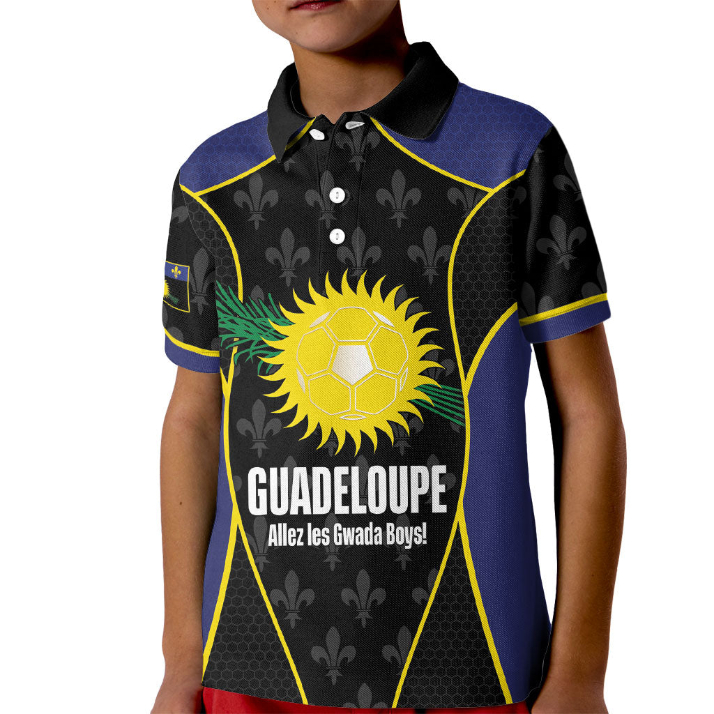 Guadeloupe Football Custom Kid Polo Shirt Allez Les Gwada Boys Flag Color
