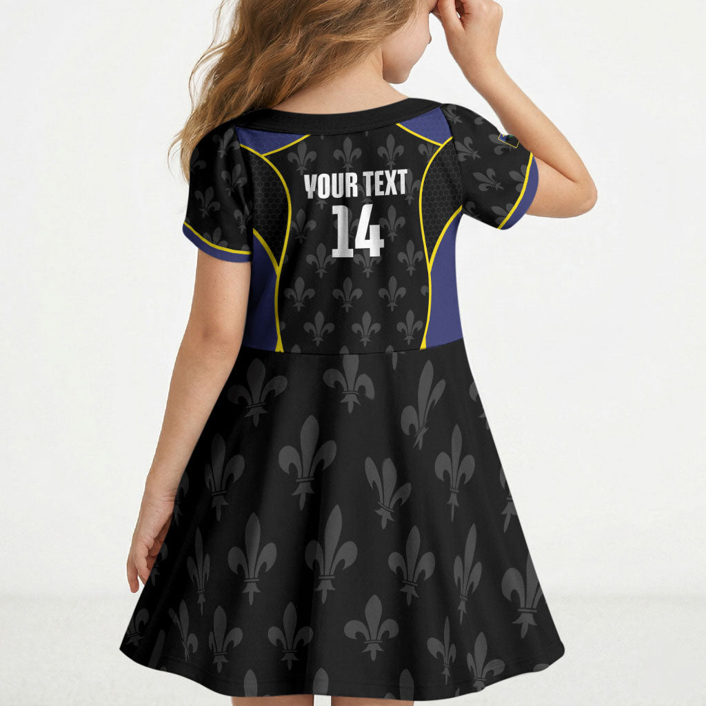 Guadeloupe Football Custom Kid Short Sleeve Dress Allez Les Gwada Boys Flag Color