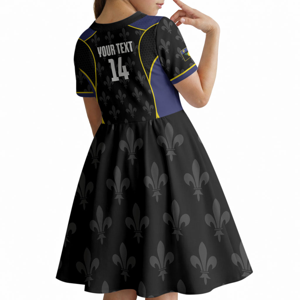 Guadeloupe Football Custom Kid Short Sleeve Dress Allez Les Gwada Boys Flag Color