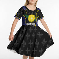 Guadeloupe Football Custom Kid Short Sleeve Dress Allez Les Gwada Boys Flag Color