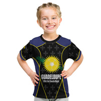 Guadeloupe Football Custom Kid T Shirt Allez Les Gwada Boys Flag Color