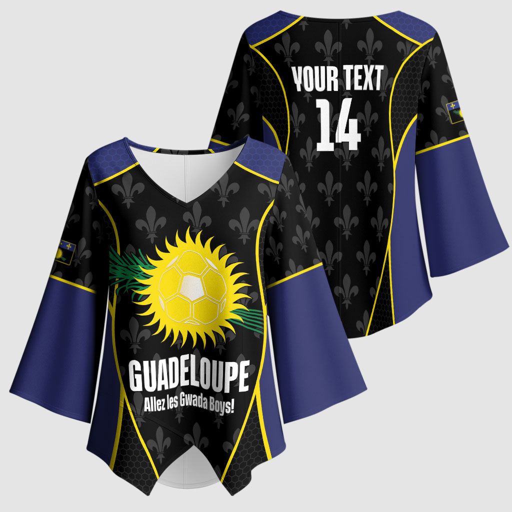 Guadeloupe Football Custom Kimono Sleeve Blouse Allez Les Gwada Boys Flag Color