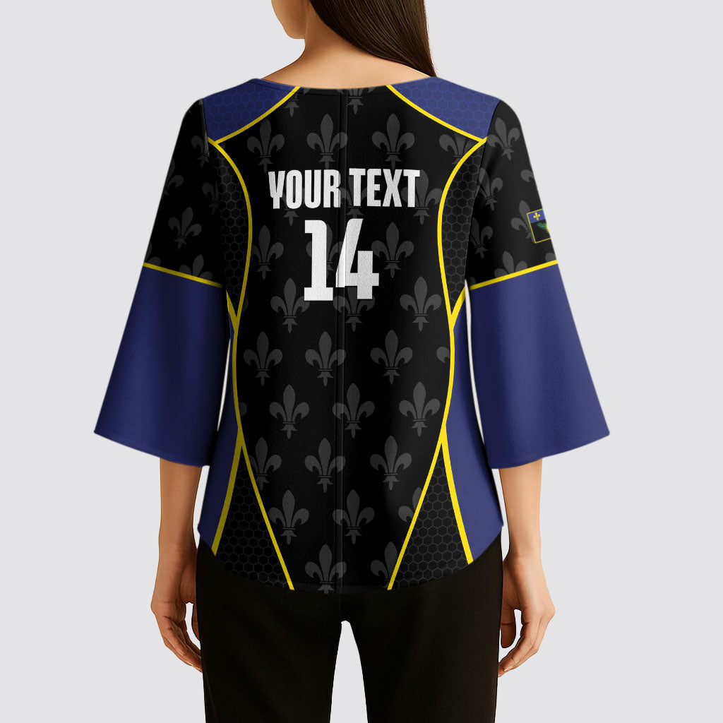 Guadeloupe Football Custom Kimono Sleeve Blouse Allez Les Gwada Boys Flag Color
