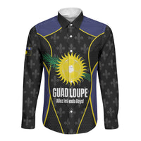 Guadeloupe Football Custom Long Sleeve Button Shirt Allez Les Gwada Boys Flag Color