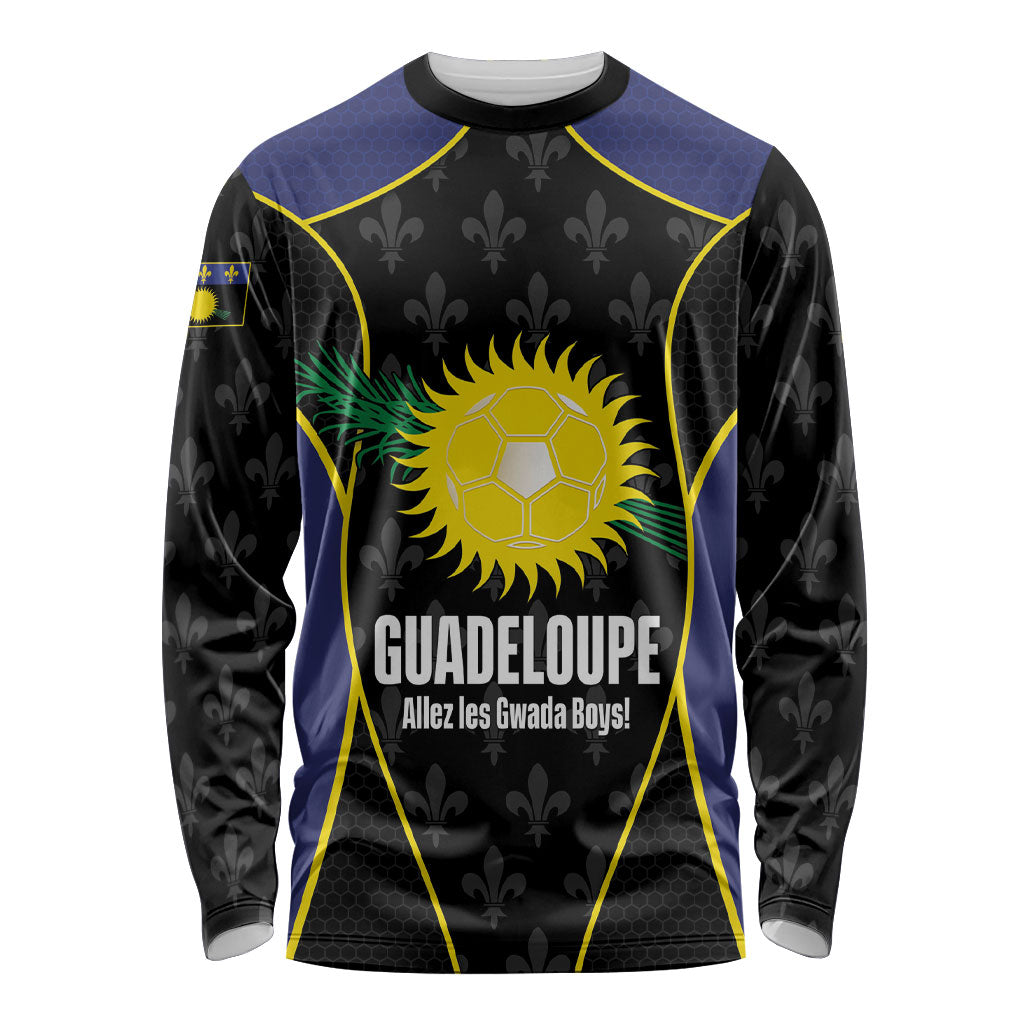 Guadeloupe Football Custom Long Sleeve Shirt Allez Les Gwada Boys Flag Color