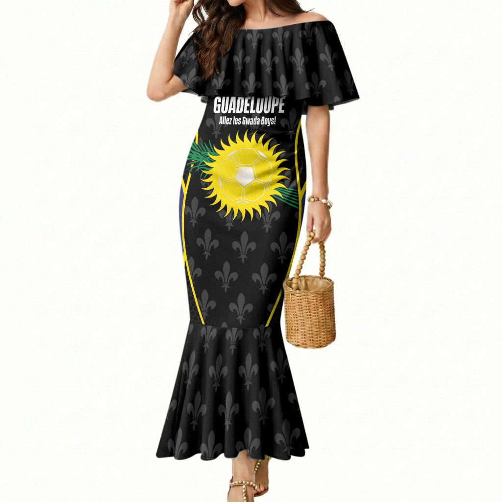 Guadeloupe Football Custom Mermaid Dress Allez Les Gwada Boys Flag Color